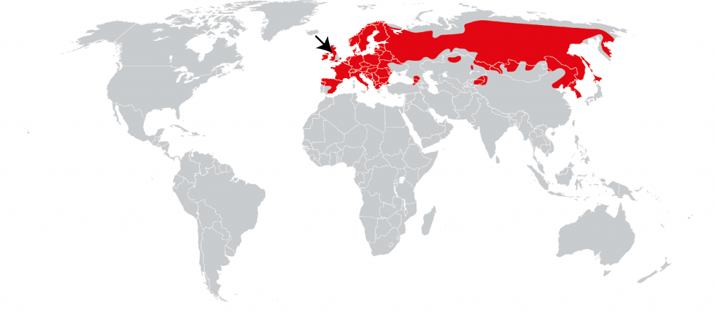 Squirrel distribution map