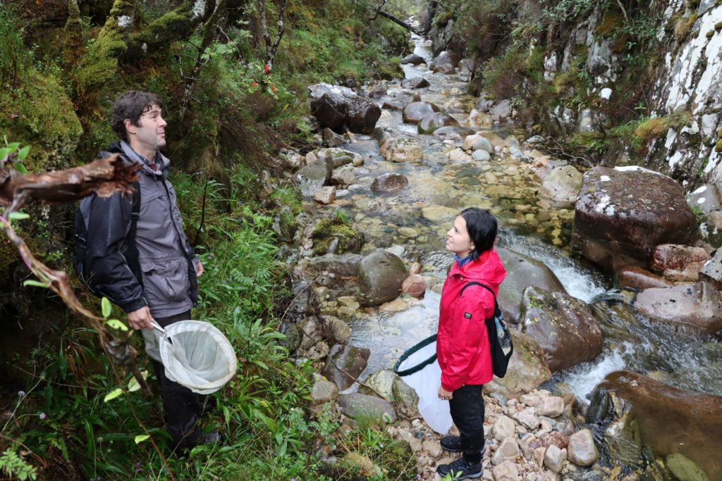 Gavin (left) with DToL colleague Inez Januszczak, insect hunting at the bottom of a wet gorge in Beinn Eighe National Nature Reserve